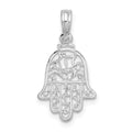 Sterling Silver Rhodium-plated Polished Cut-out Hamsa Pendant