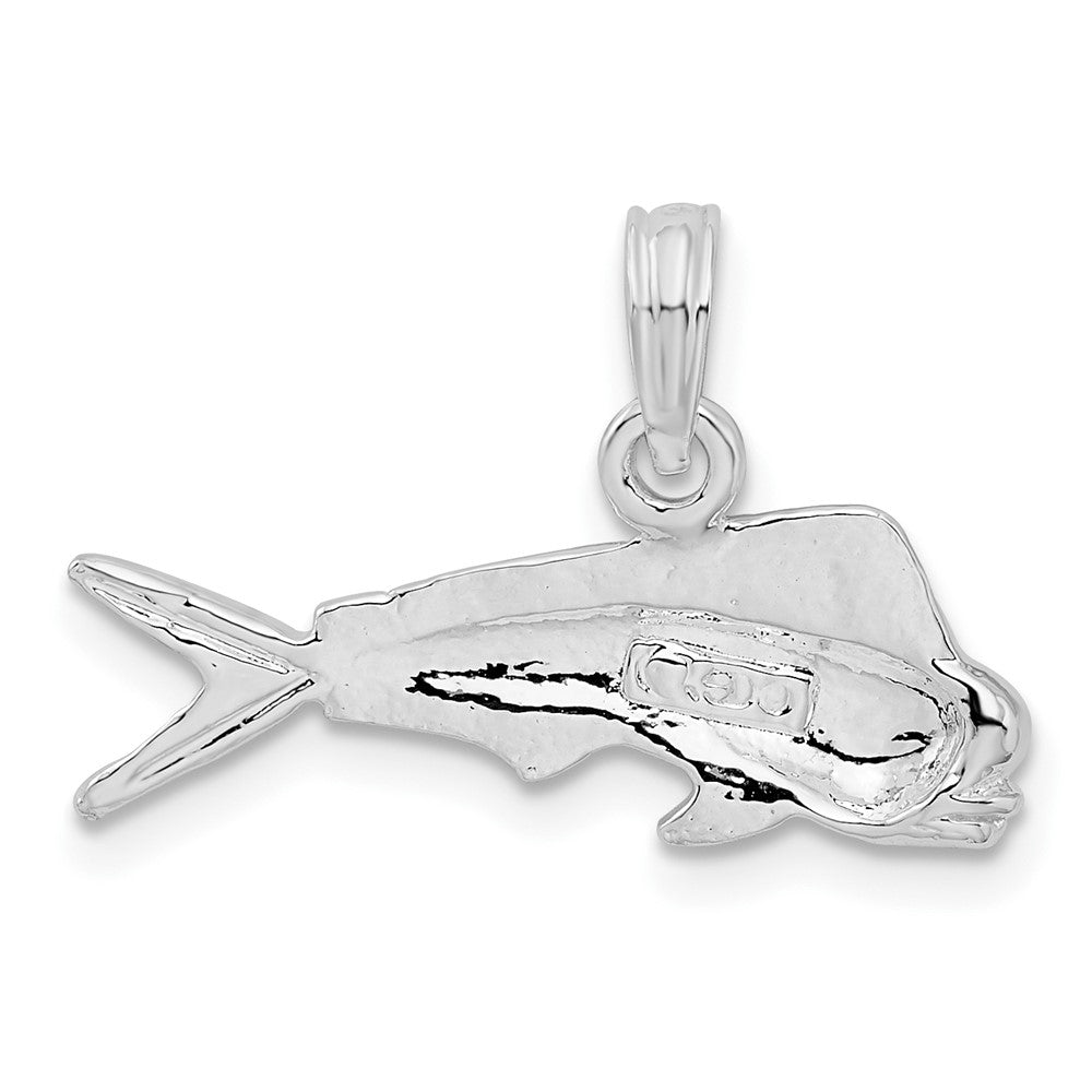 Sterling Silver Rhodium-plated Polished Mahi-Mahi Fish Pendant