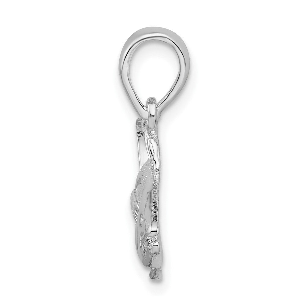 Sterling Silver Rhodium-plated Polished Yellowfin Tuna Fish Pendant