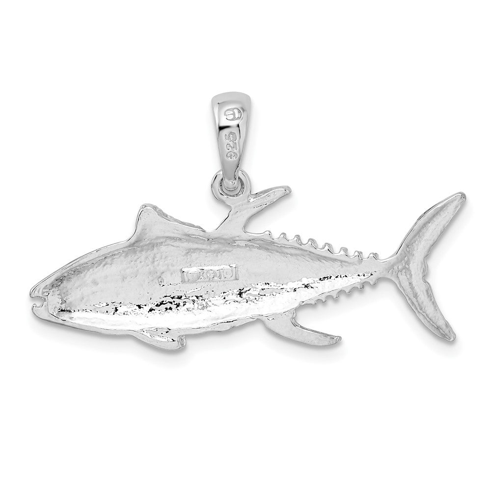 Sterling Silver Rhodium-plated Polished Yellowfin Tuna Fish Pendant