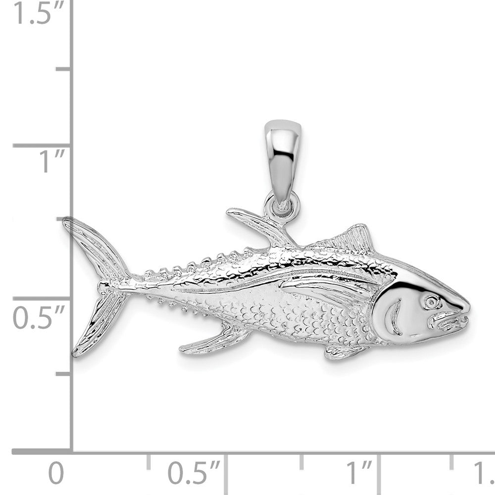 Sterling Silver Rhodium-plated Polished Yellowfin Tuna Fish Pendant