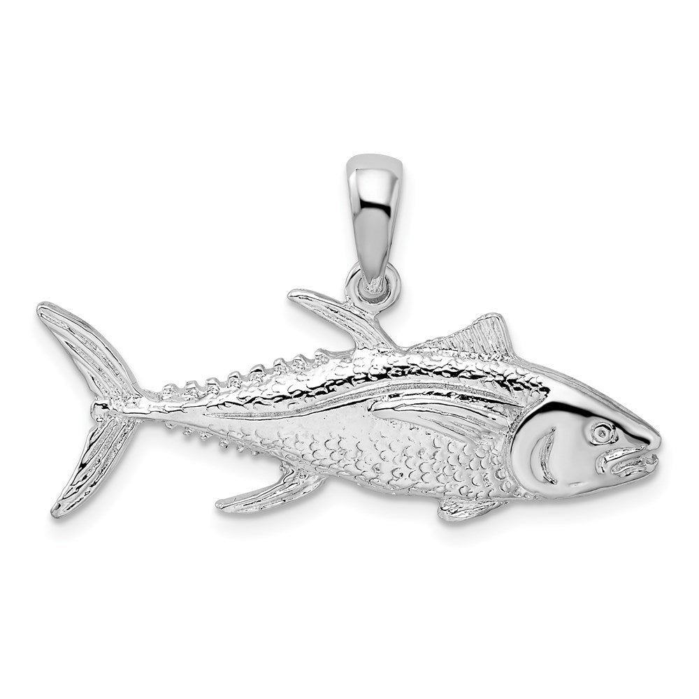 Sterling Silver Rhodium-plated Polished Yellowfin Tuna Fish Pendant