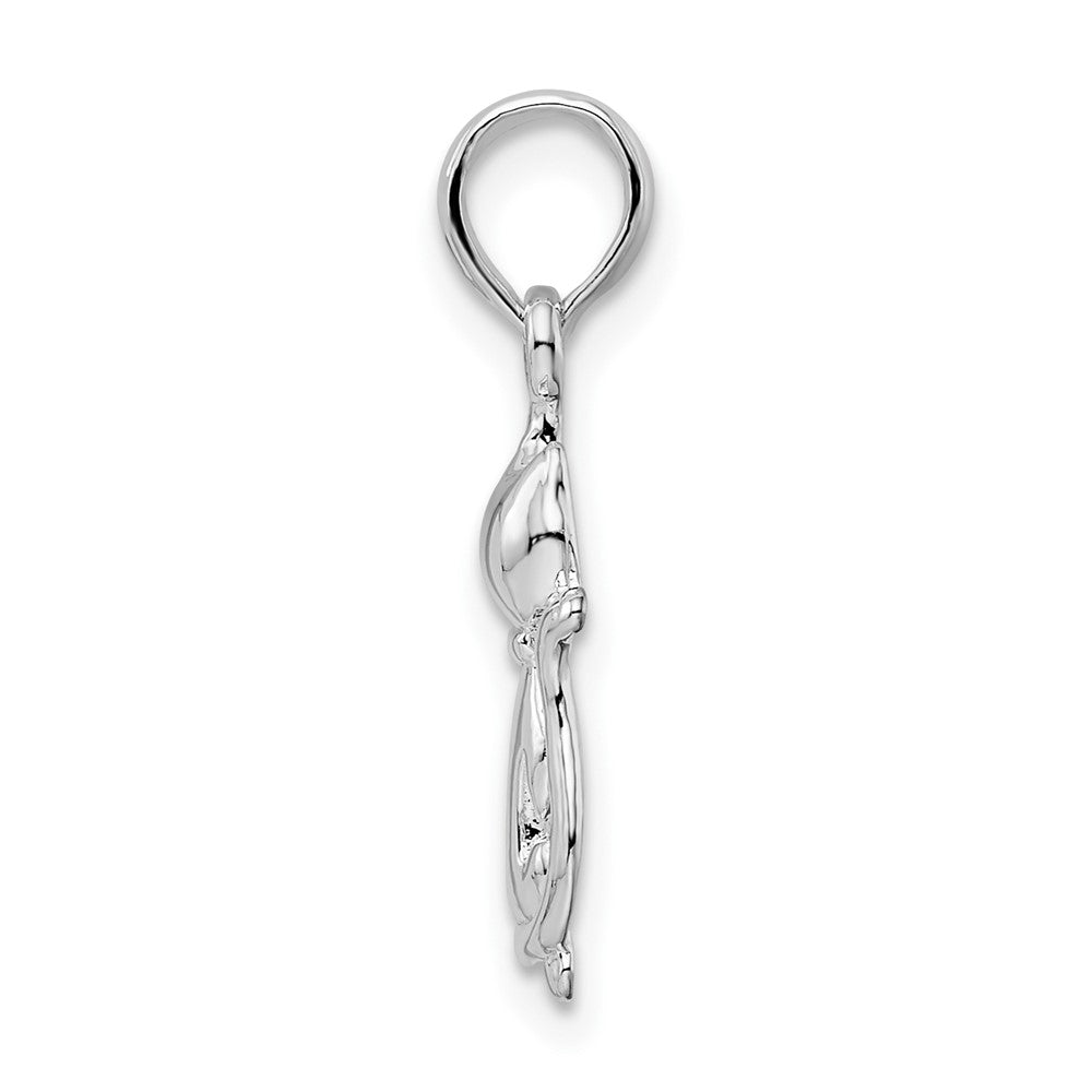 Sterling Silver Rhodium-plated Polished Big and Little Cats Pendant