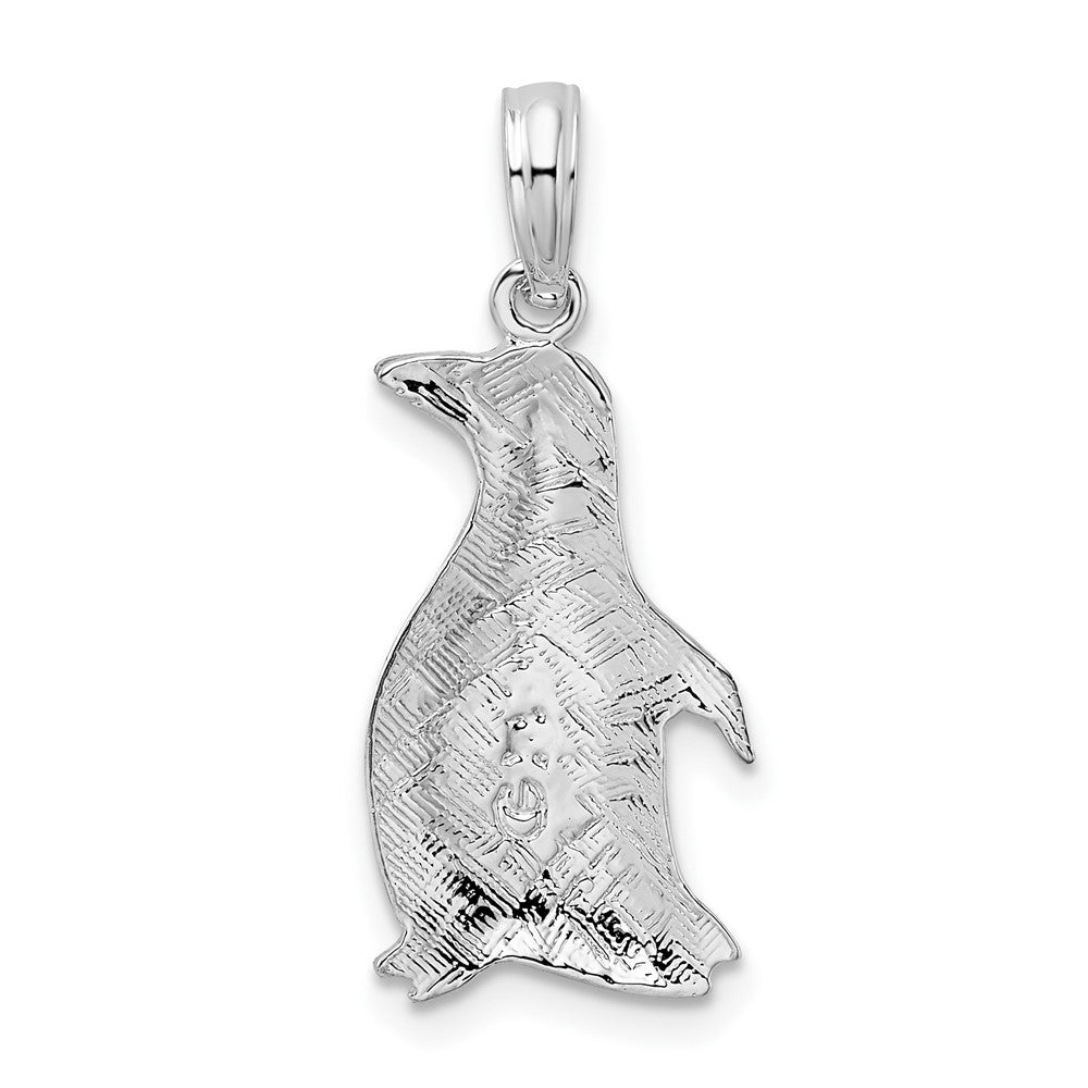 Sterling Silver Rhodium-plated Polished Penguin Pendant
