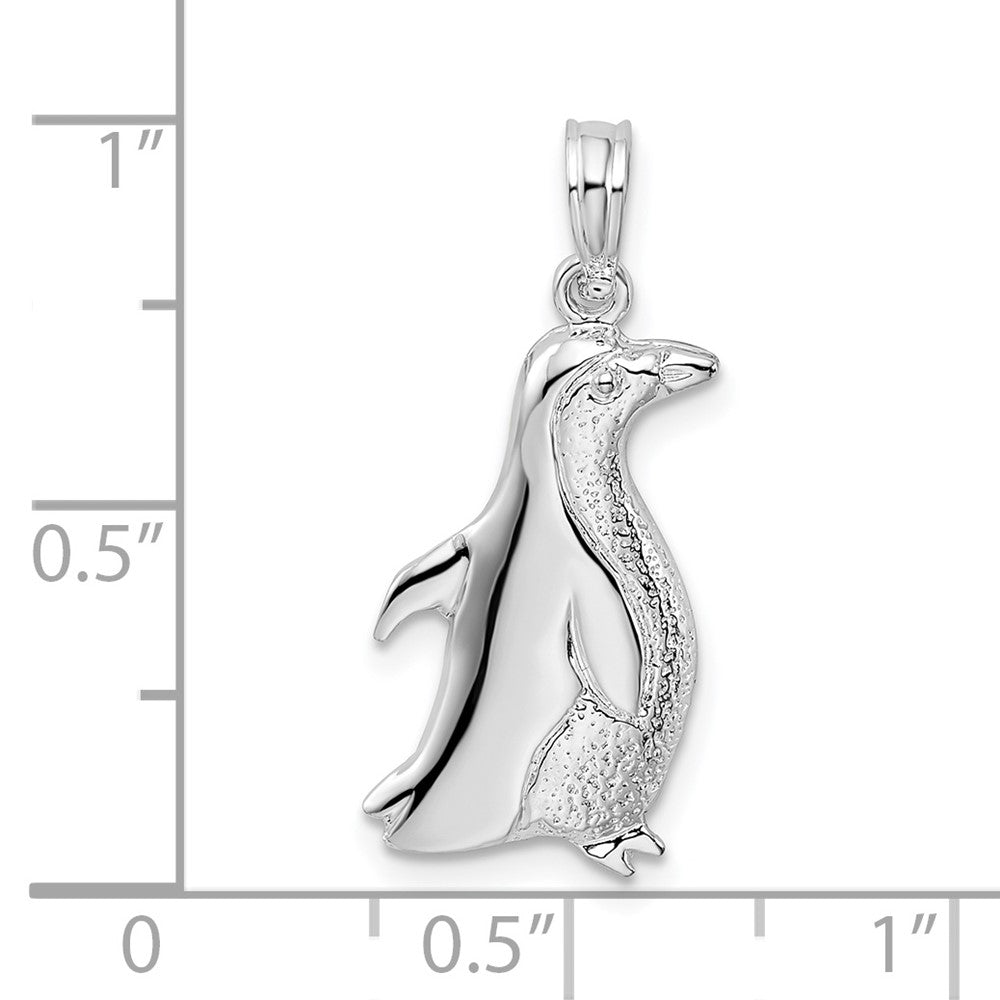 Sterling Silver Rhodium-plated Polished Penguin Pendant