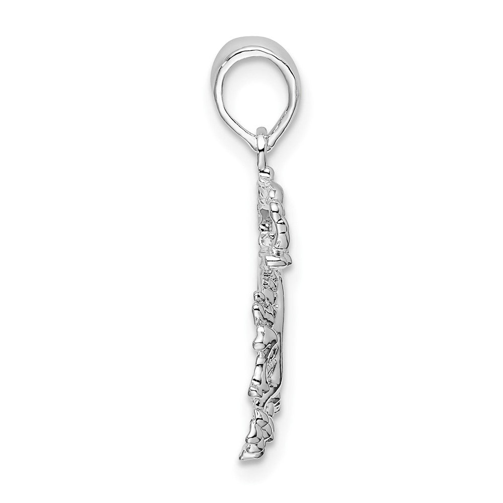 Sterling Silver Rhodium-plated Polished Small Dragon Pendant