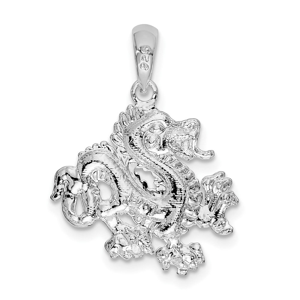 Sterling Silver Rhodium-plated Polished Small Dragon Pendant
