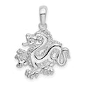 Sterling Silver Rhodium-plated Polished Small Dragon Pendant
