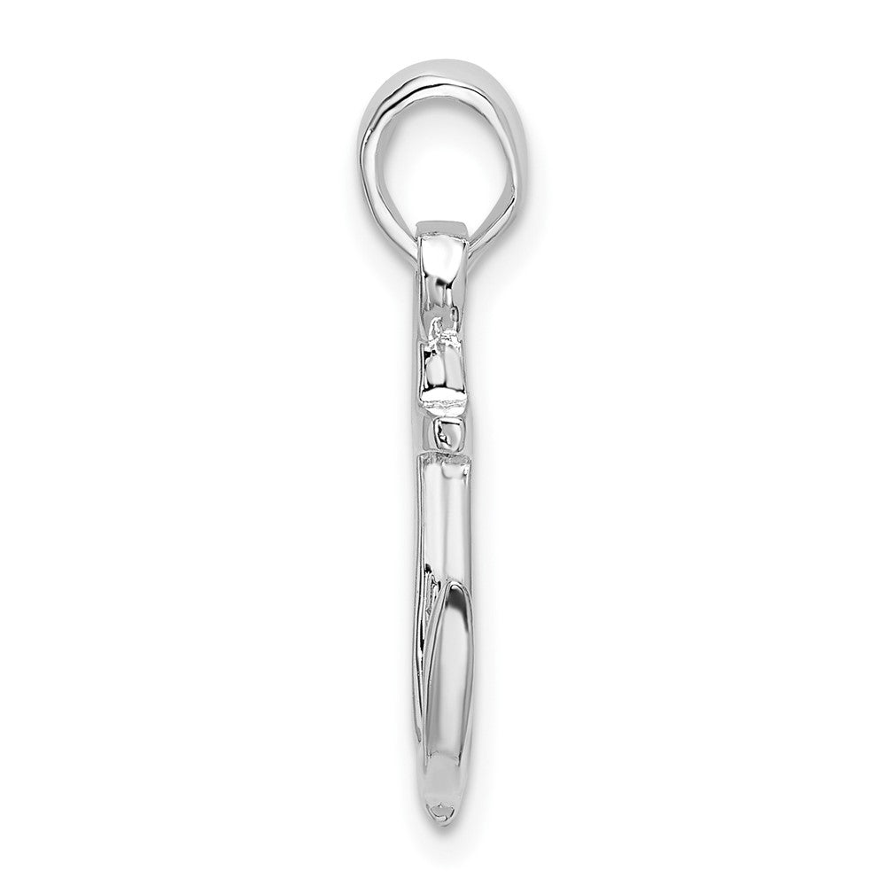 Sterling Silver Rhodium-plated Polished 3D Anchor Pendant