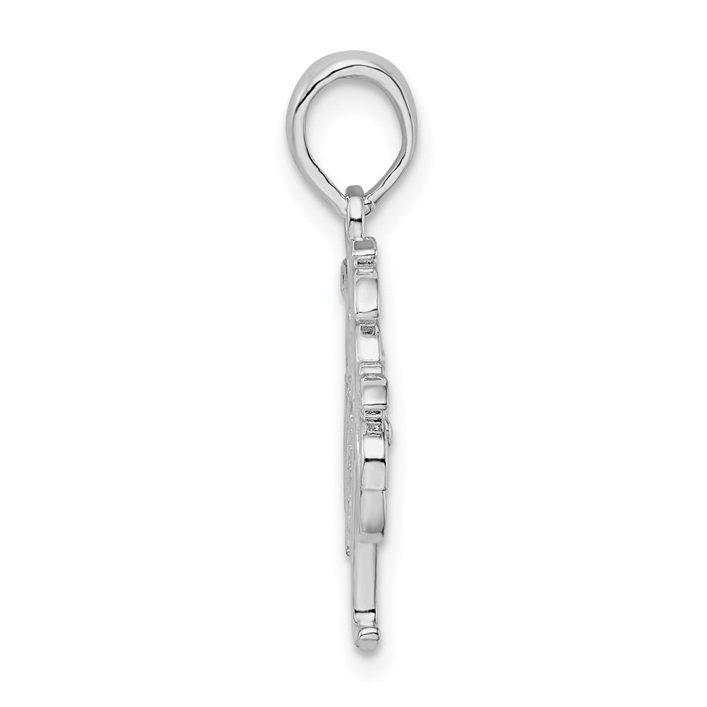Sterling Silver Rhodium-plated Polished Palm Trees Pendant