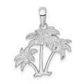 Sterling Silver Rhodium-plated Polished Palm Trees Pendant