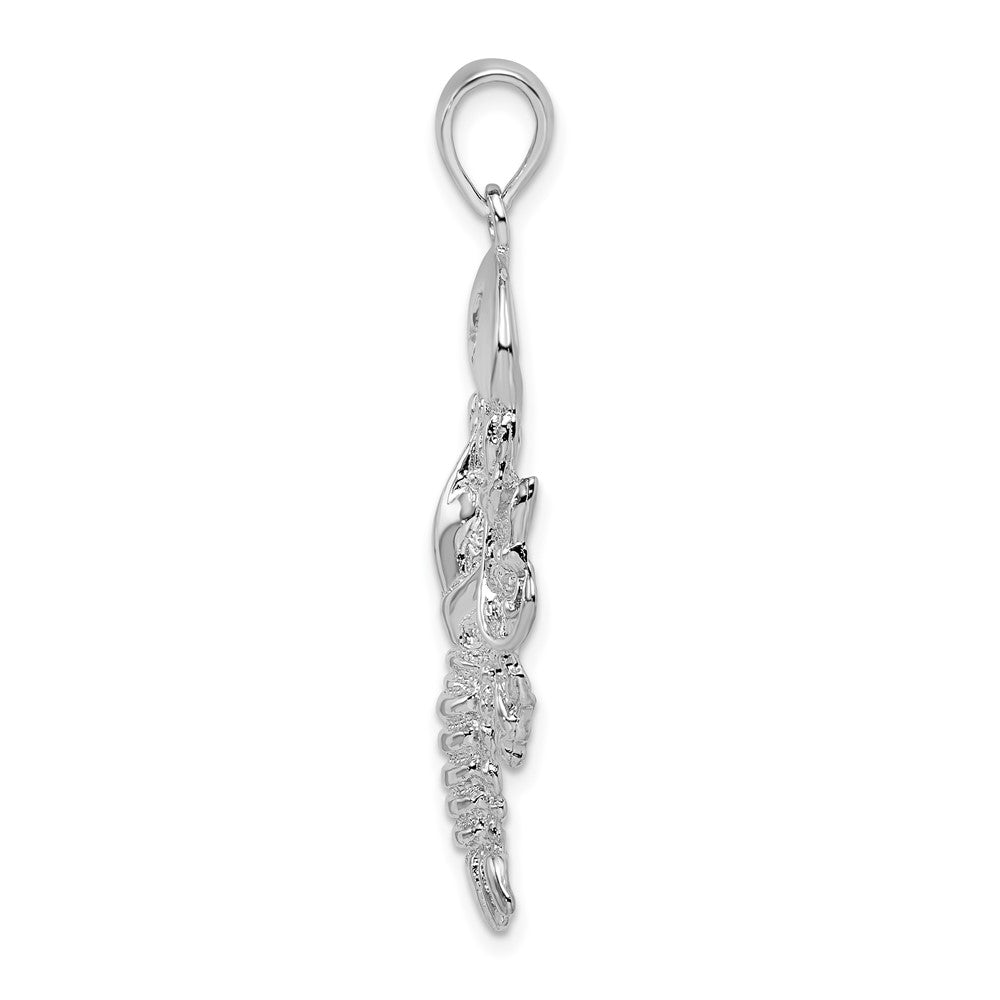 Sterling Silver Rhodium-plated Polished Maine Lobster Pendant