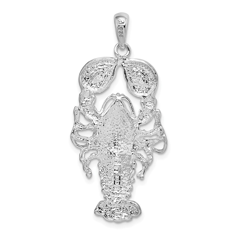 Sterling Silver Rhodium-plated Polished Maine Lobster Pendant