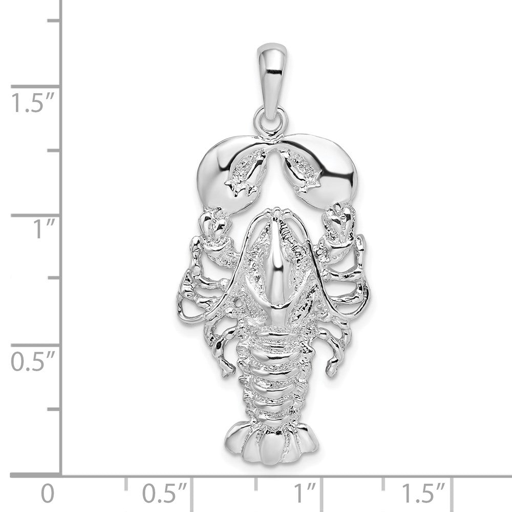Sterling Silver Rhodium-plated Polished Maine Lobster Pendant