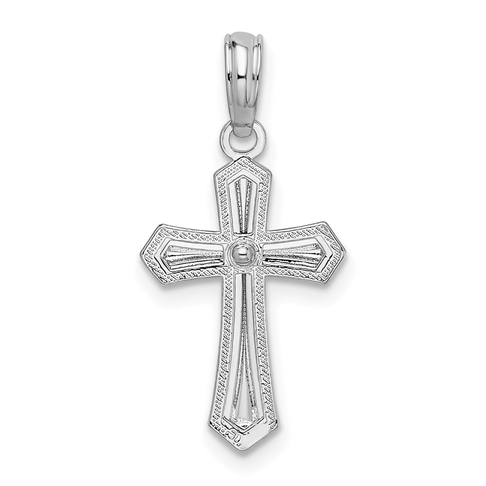 Sterling Silver Rodium Plated Polished Beaded Passion Cross Pendant