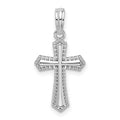 Sterling Silver Rodium Plated Polished Beaded Passion Cross Pendant
