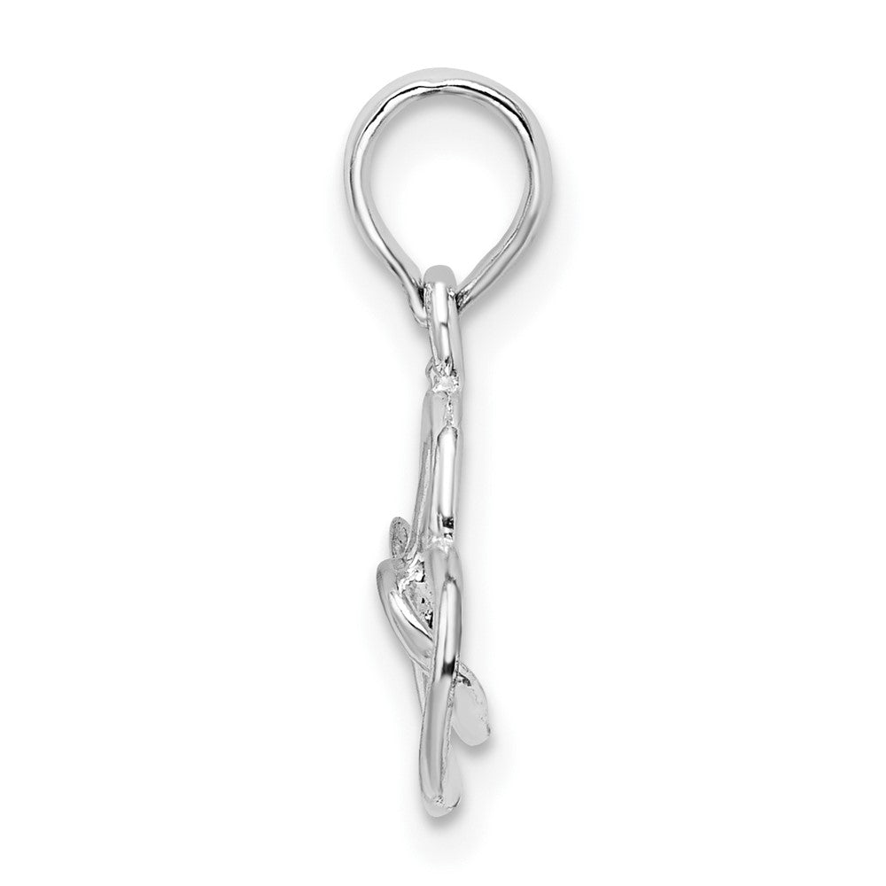Sterling Silver Rhodium-plated Intertwined Double Hearts Pendant