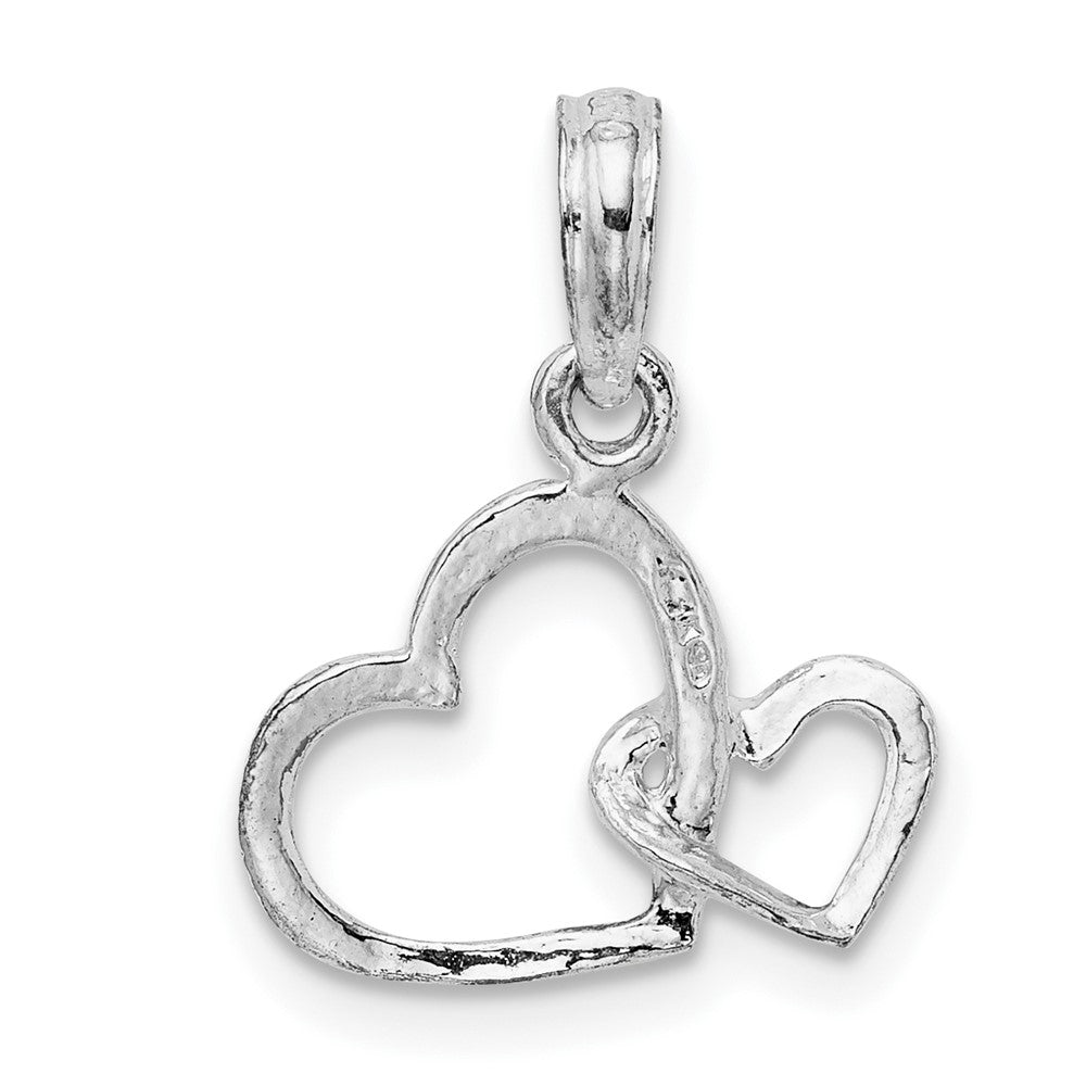 Sterling Silver Rhodium-plated Intertwined Double Hearts Pendant