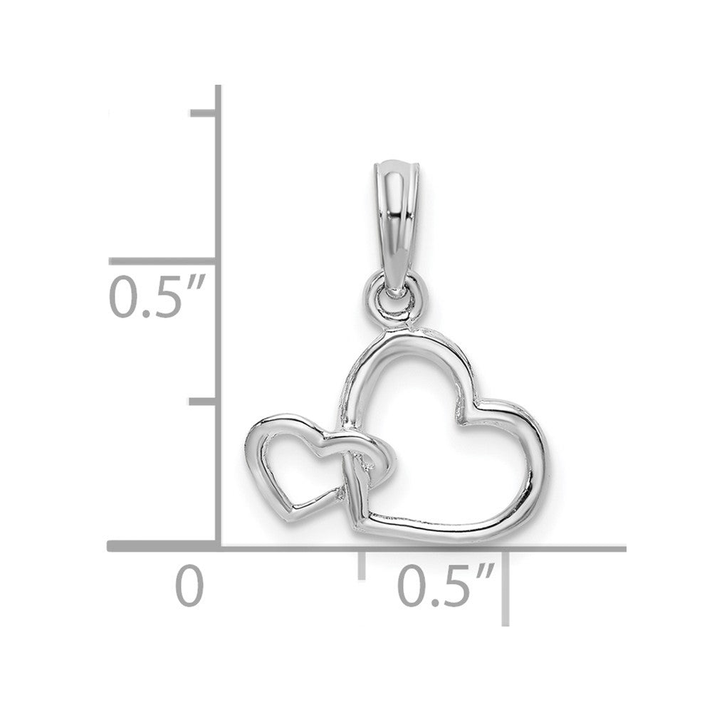 Sterling Silver Rhodium-plated Intertwined Double Hearts Pendant