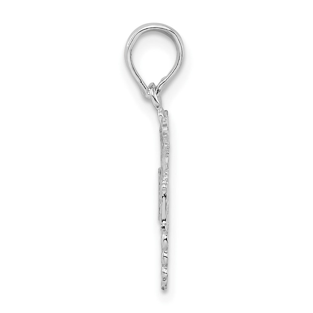 Sterling Silver Rhodium-plated Polished RN Caduceus Pendant