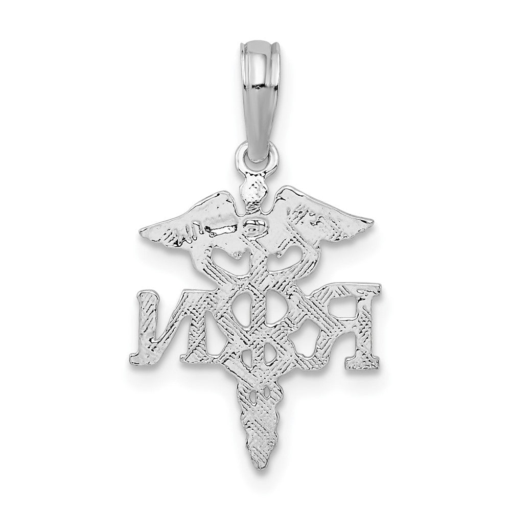 Sterling Silver Rhodium-plated Polished RN Caduceus Pendant