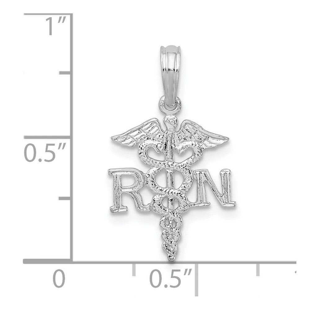 Sterling Silver Rhodium-plated Polished RN Caduceus Pendant