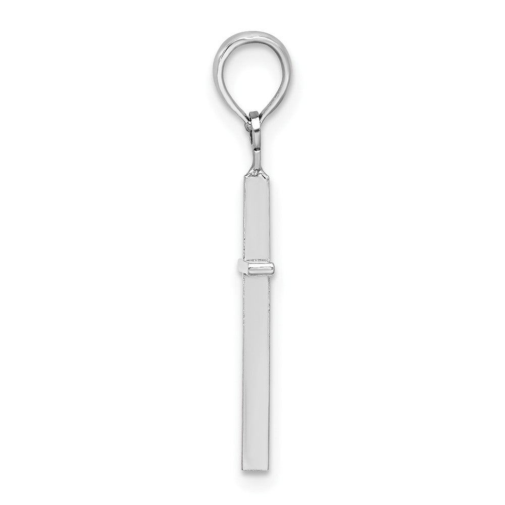 Sterling Silver Rhodium-plated Polished Thin Latin Cross Pendant