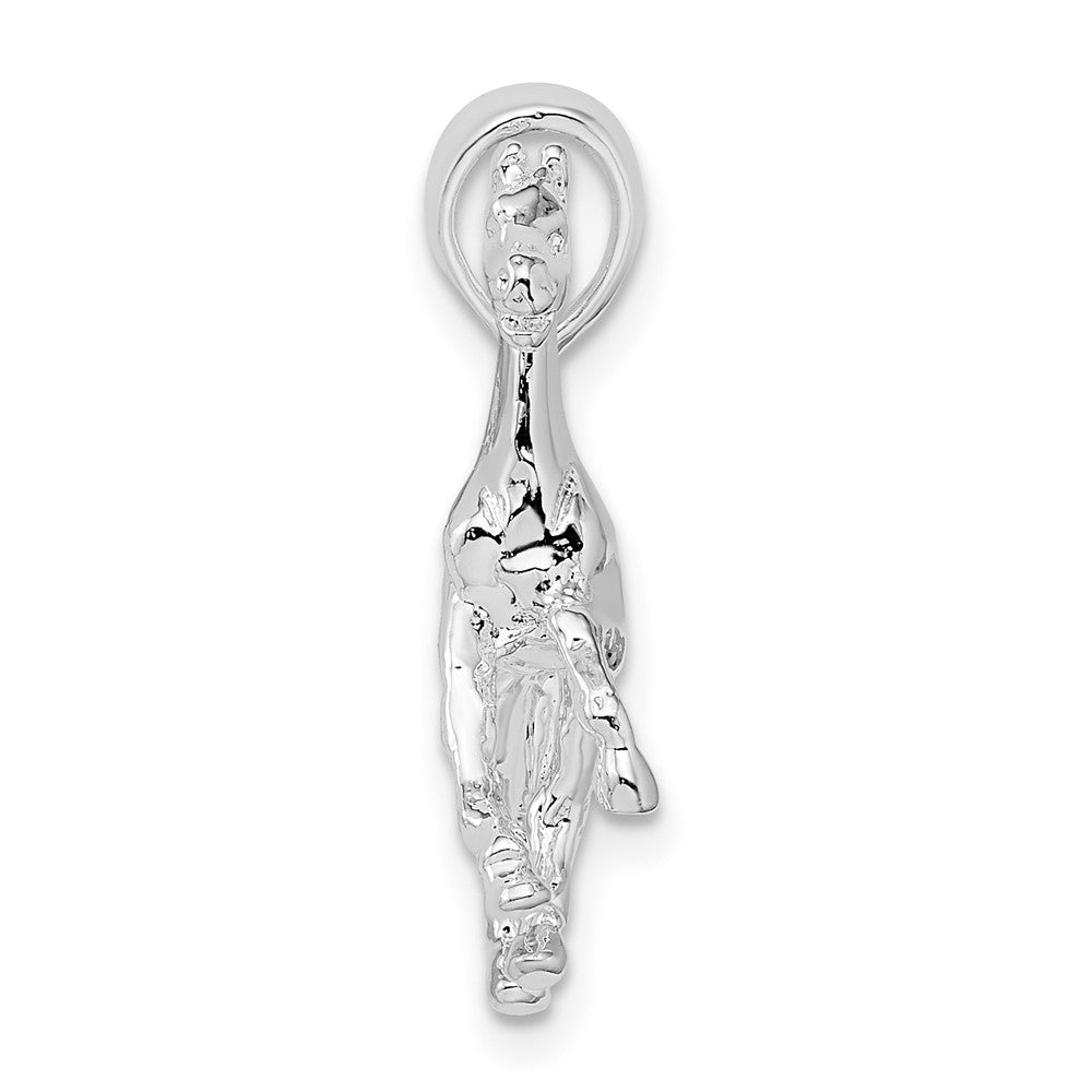 Sterling Silver Rhodium-plated Polished 3D Walking Horse Pendant