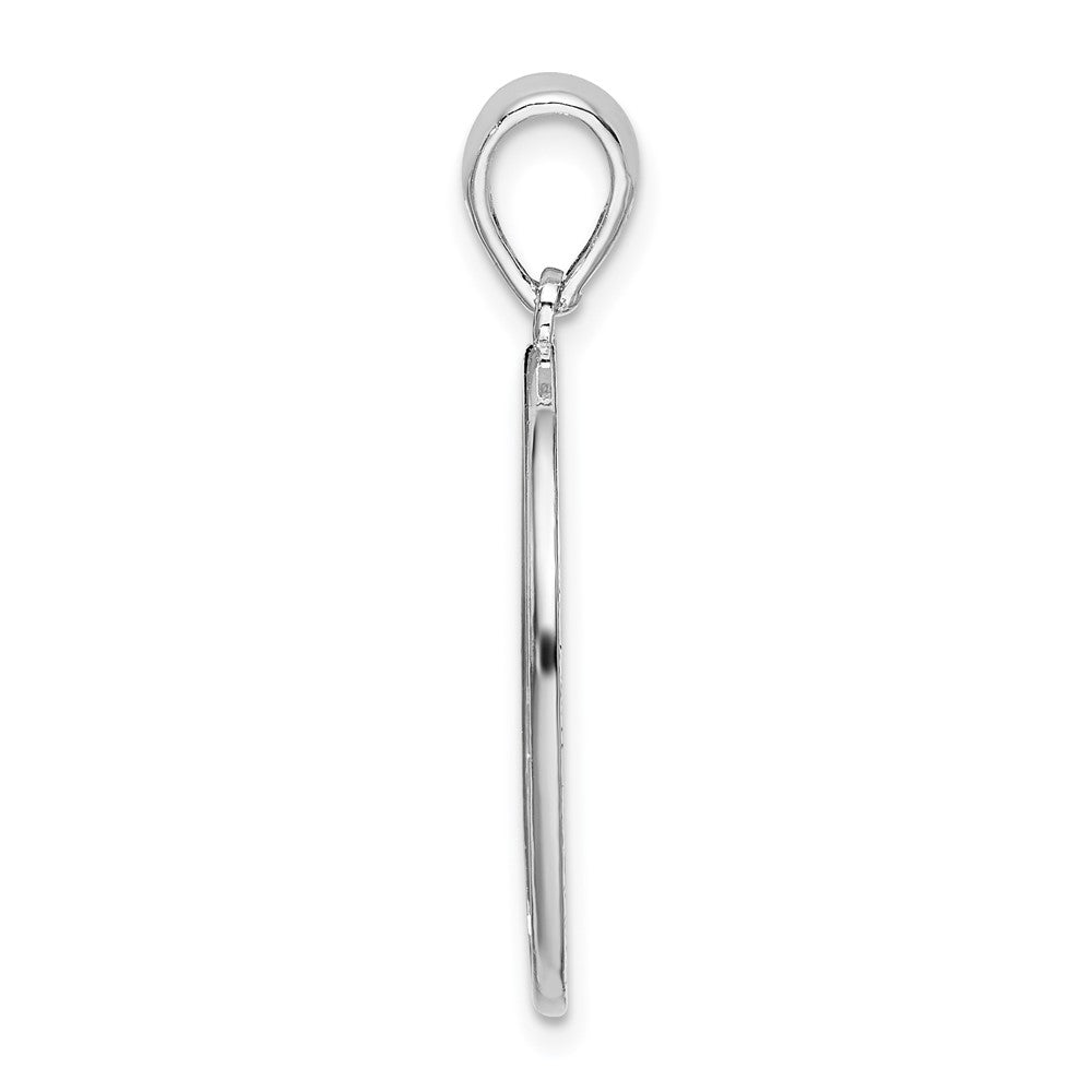 Sterling Silver Rhod-plated Textured Flamingos w/Palm Tree Oval Pendant