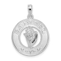 Sterling Silver Rhodium-plated Polished Sanibel Circle w/Shell Pendant