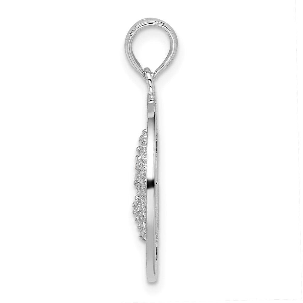 Sterling Silver Rhodium-plated Polished Sanibel Circle w/Starfish Pendant