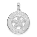 Sterling Silver Rhodium-plated Polished Sanibel Circle w/Starfish Pendant