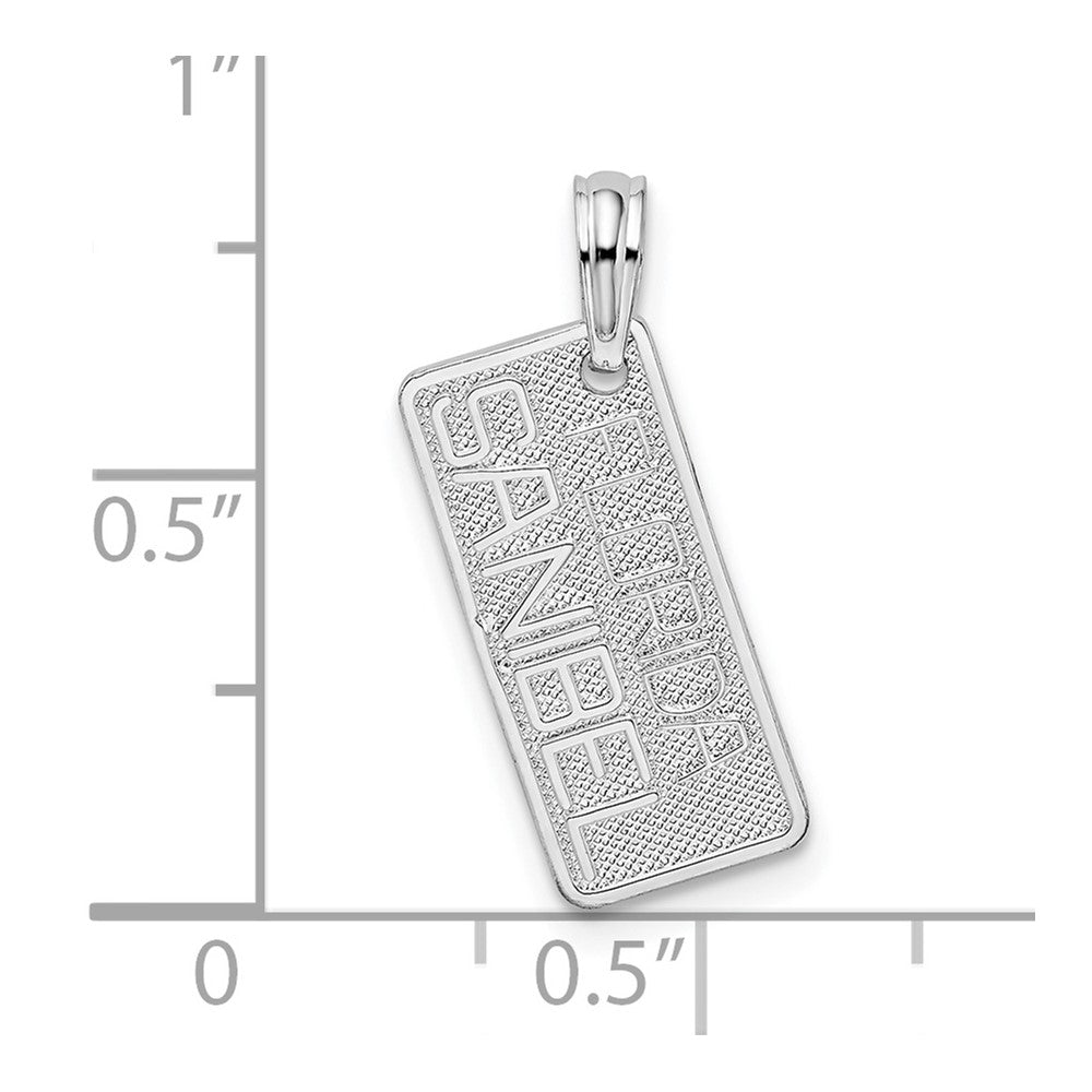 Sterling Silver Rhod-plated Small Florida Sanibel License Plate Pendant