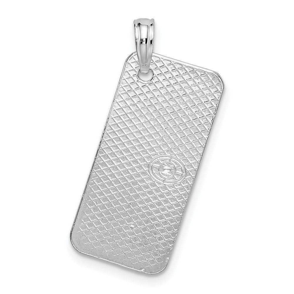 Sterling Silver Rhod-plated Textured Florida Sanibel License Plate Pendant