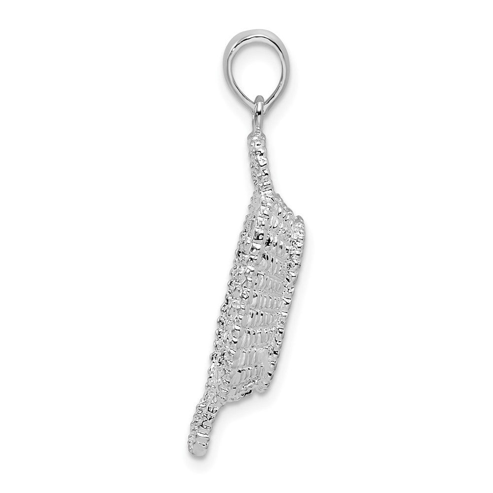 Sterling Silver Rhodium-plated Polished 3D Rectangular Basket Pendant
