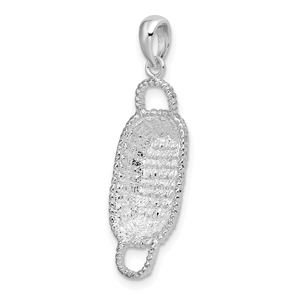 Sterling Silver Rhodium-plated Polished 3D Rectangular Basket Pendant