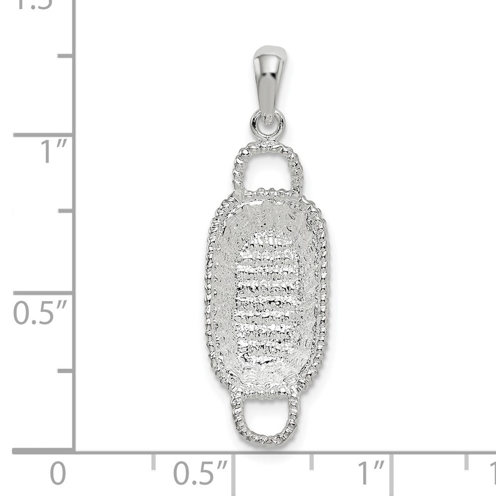Sterling Silver Rhodium-plated Polished 3D Rectangular Basket Pendant