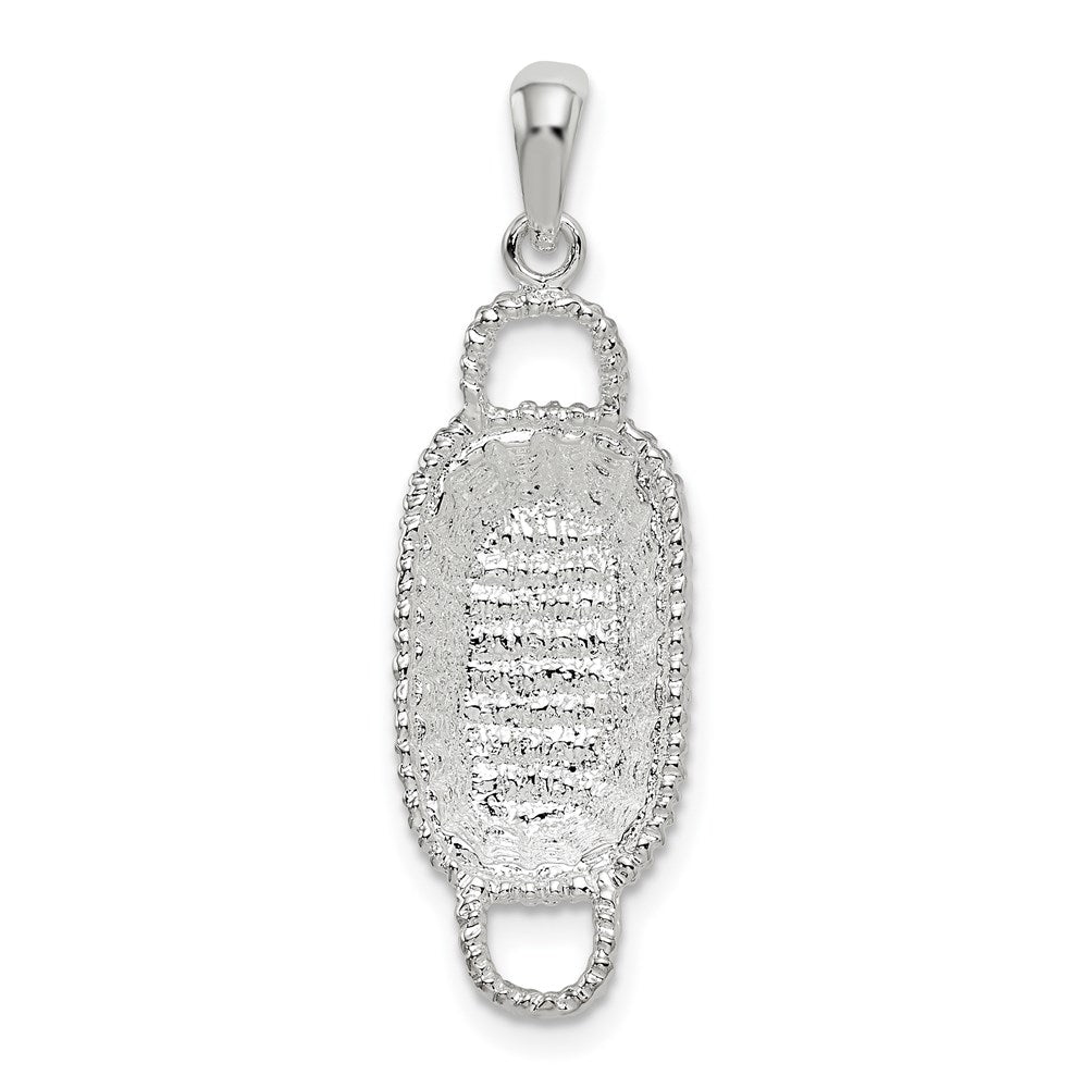 Sterling Silver Rhodium-plated Polished 3D Rectangular Basket Pendant
