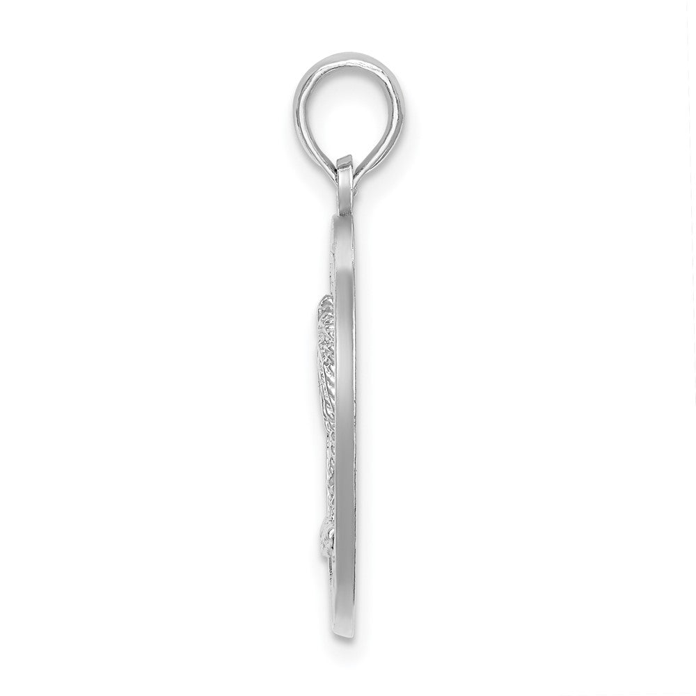 Sterling Silver Rhodium-plated Charleston Circle w/Palm Tree Pendant