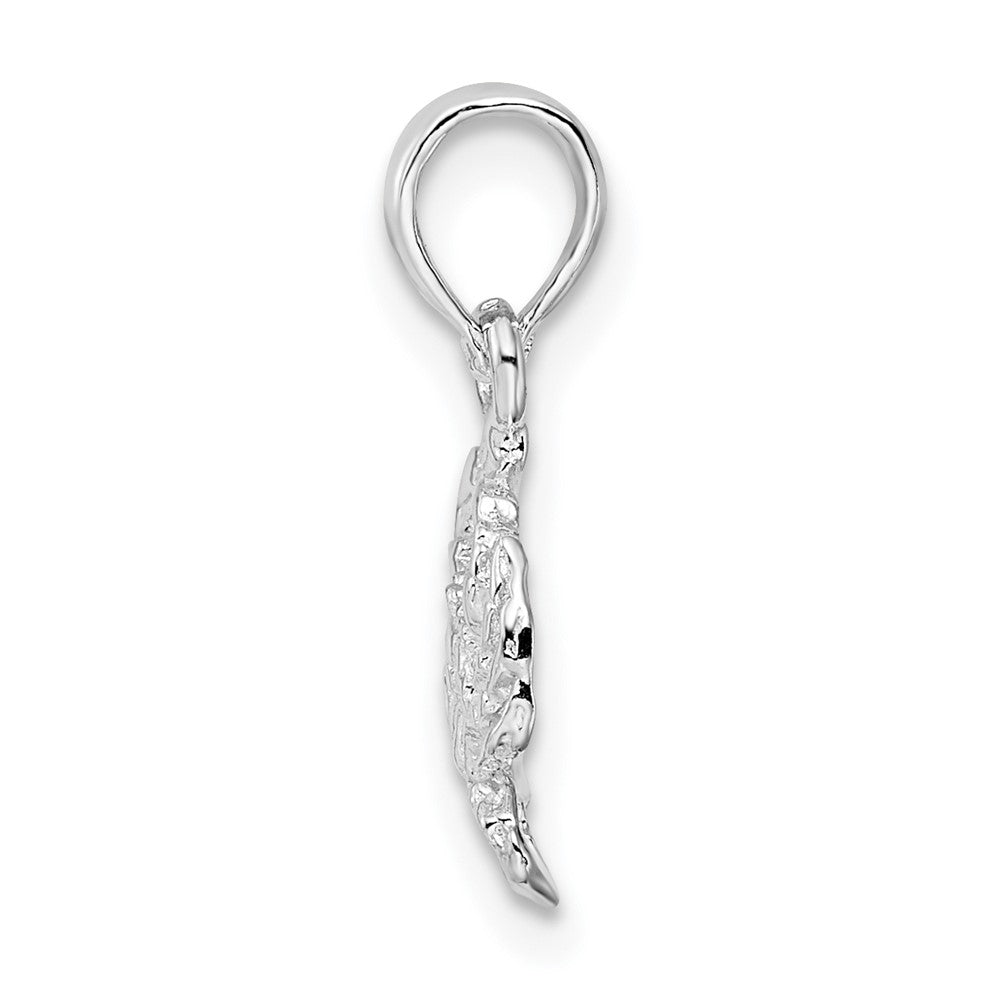 Sterling Silver Rhodium-plated Polished Blue Crab Pendant