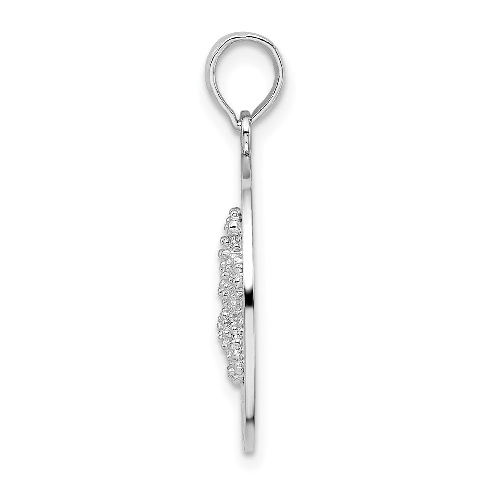 Sterling Silver Rhodium-plated Ocean City, MD Circle w/Starfish Pendant