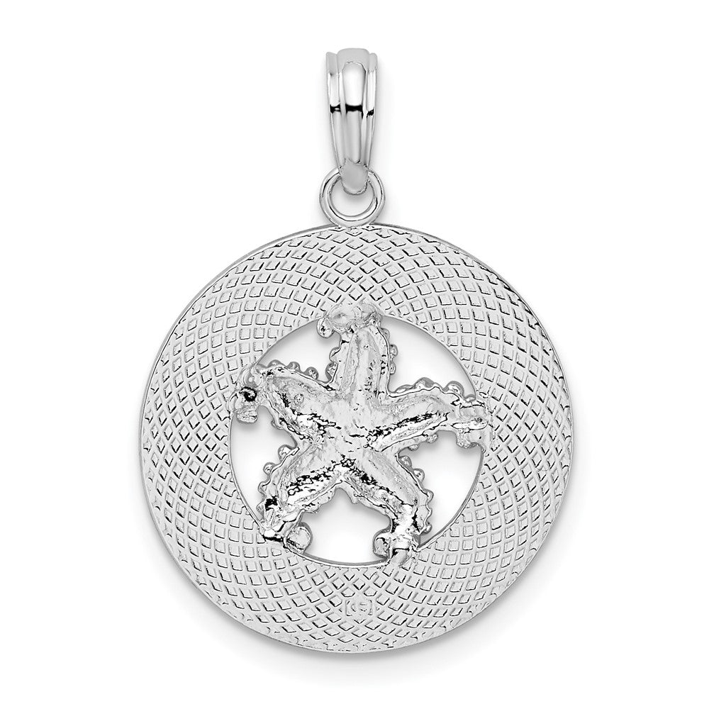 Sterling Silver Rhodium-plated Ocean City, MD Circle w/Starfish Pendant