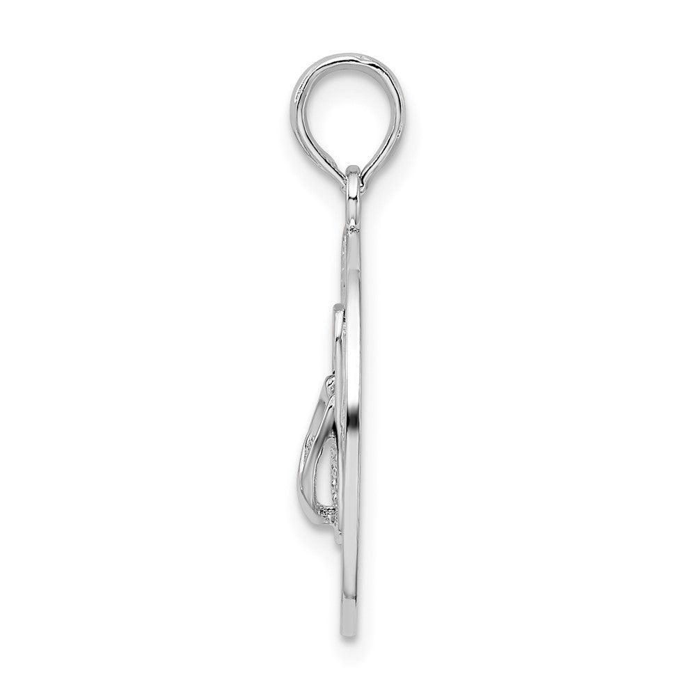 Sterling Silver Rhodium-plated Ocean City, MD Circle w/Flip-flop Pendant