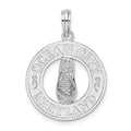 Sterling Silver Rhodium-plated Ocean City, MD Circle w/Flip-flop Pendant
