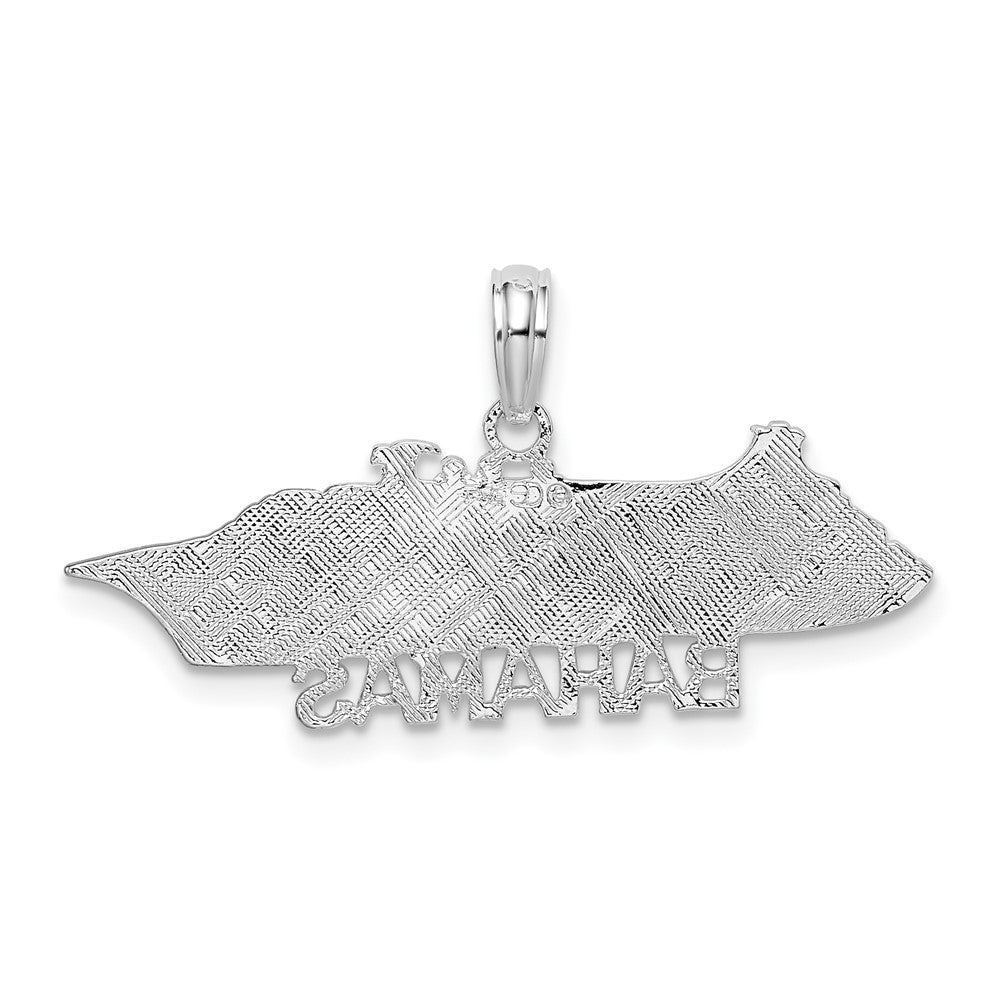 Sterling Silver Rhodium-plated Polished Bahamas Cruise Ship Pendant