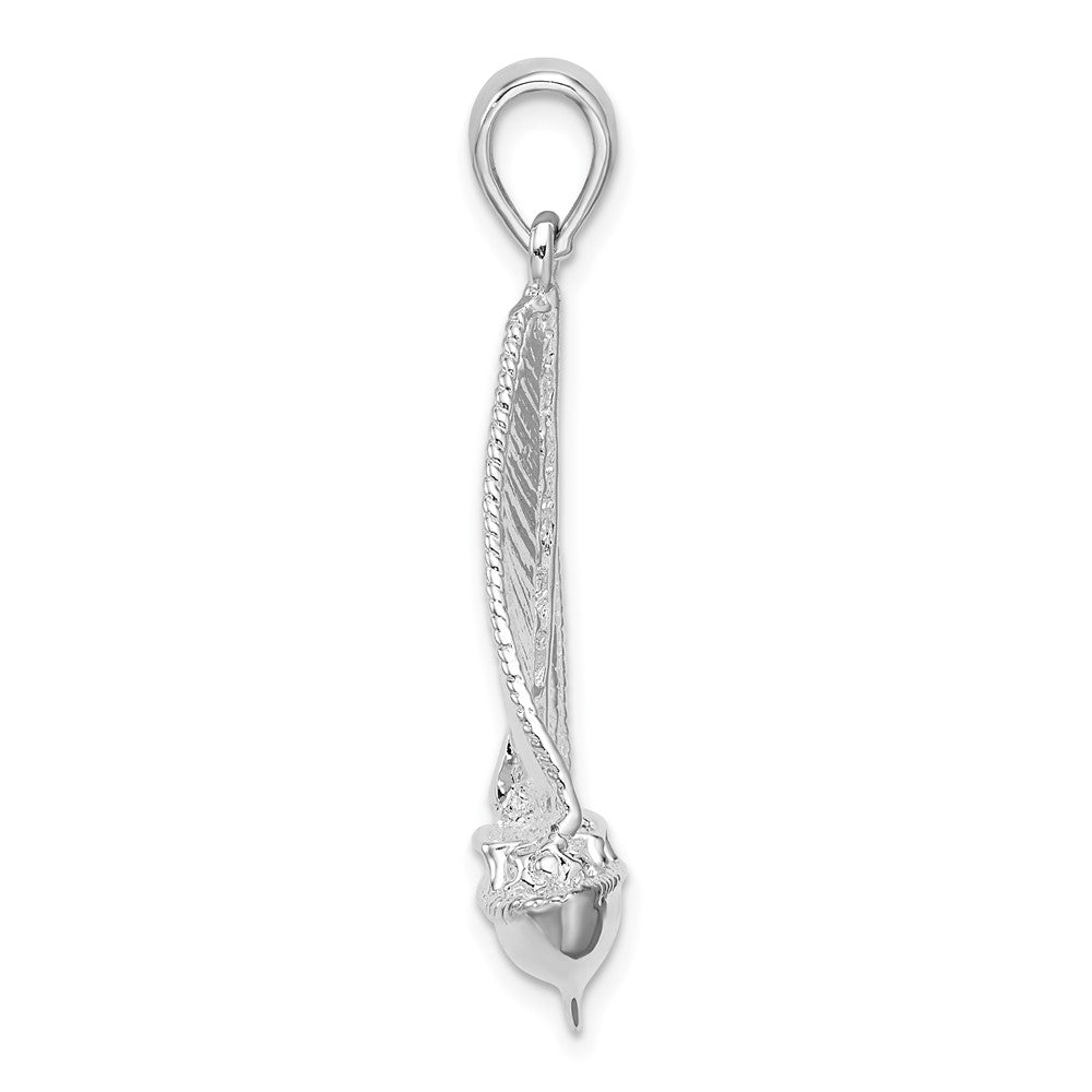 Sterling Silver Rhodium-plated Polished 3D Sailboat Pendant