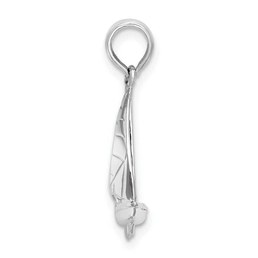 Sterling Silver Rhodium-plated Polished 3D Sailboat Pendant