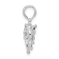 Sterling Silver Rhodium-plated Polished 3D Elephant Pendant