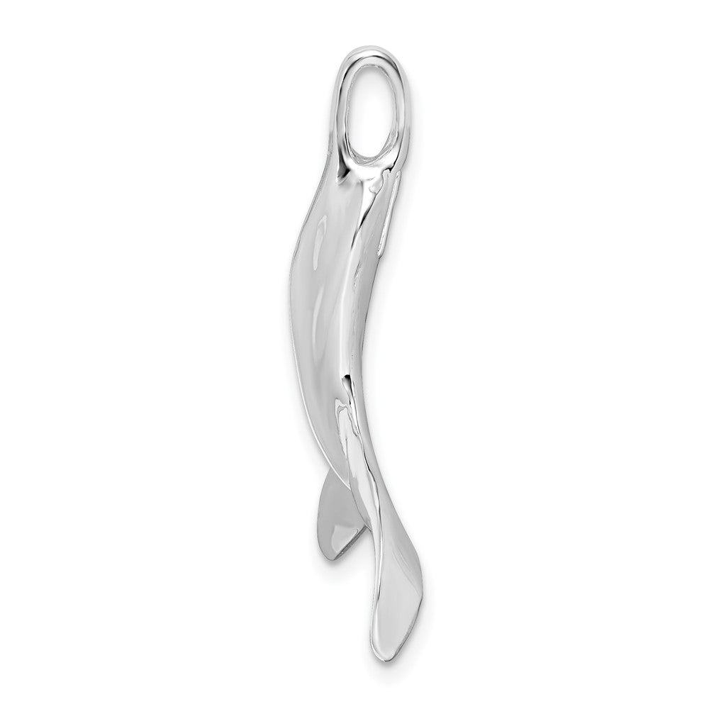 Sterling Silver Rhodium-plated Polished 3D Whale Tail Pendant
