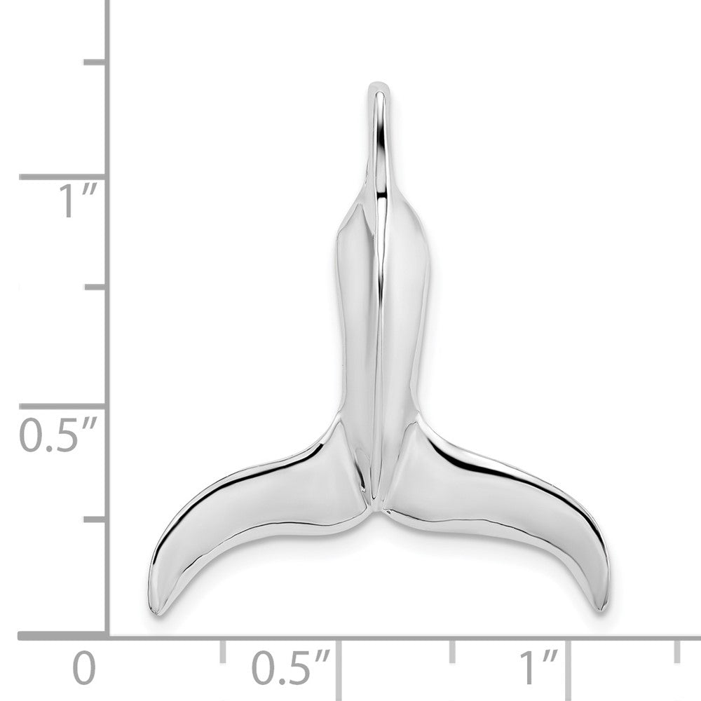 Sterling Silver Rhodium-plated Polished 3D Whale Tail Pendant